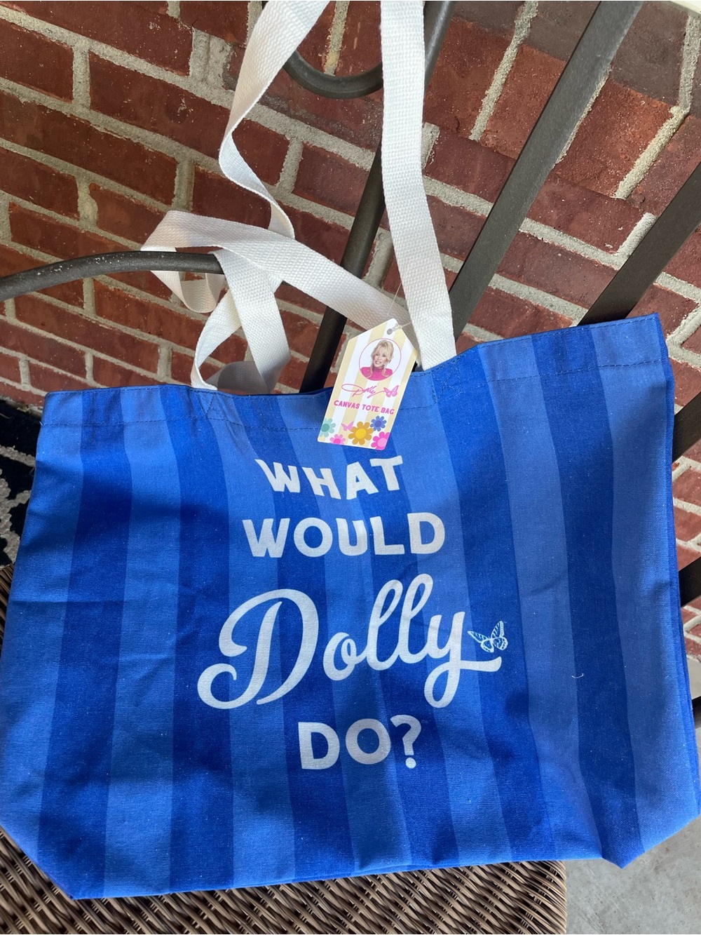 Blue 'What Would Dolly Do?' Canvas Tote Bag by Dolly